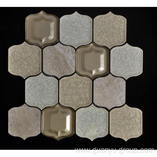 Gray Background Porcelain Glass Mixed Mosaic Tile